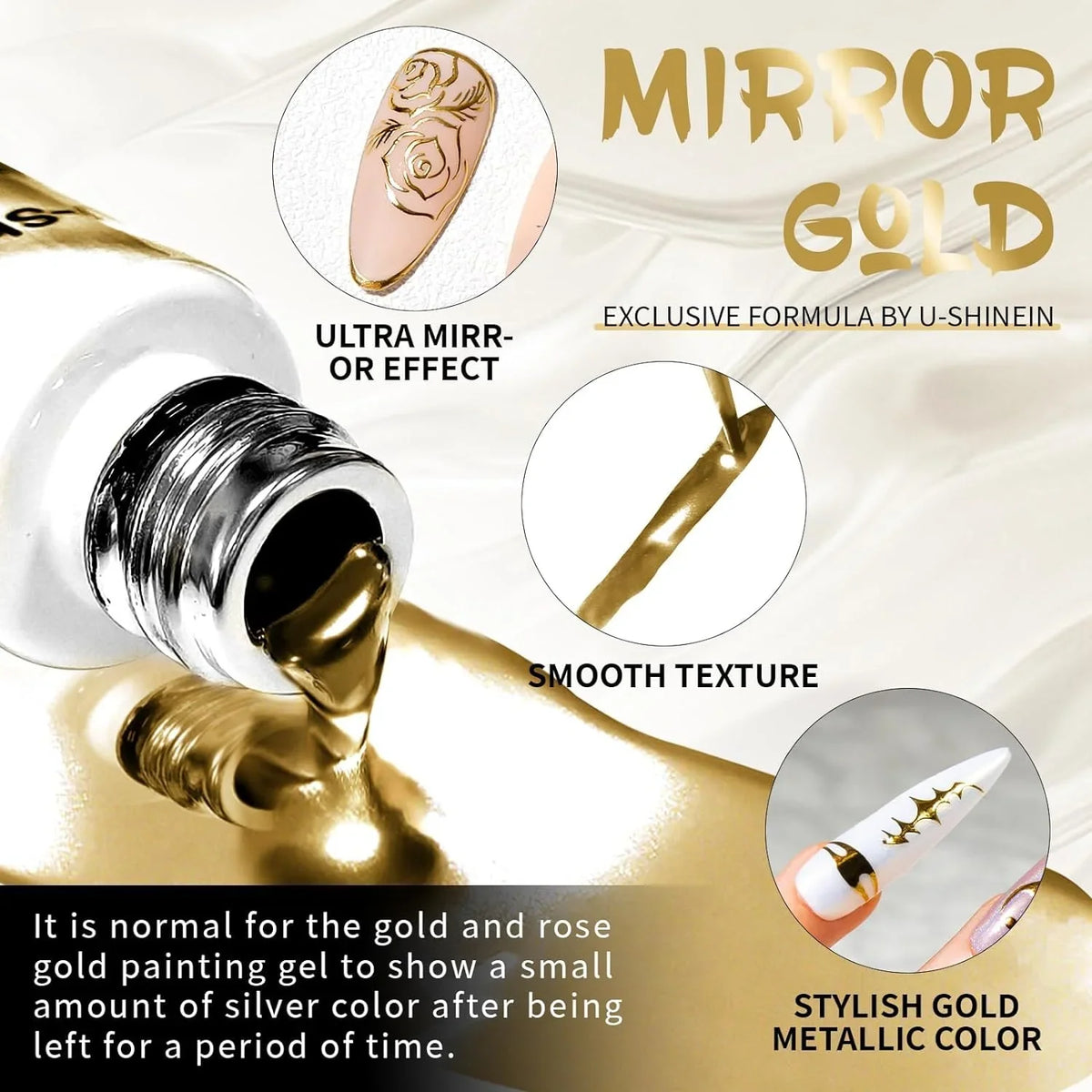 5/8/10/12ml 5D Metallic Painting Nail Gel Silver/Gold Liner Polish Mirror Chrome Effect Gel Nail Polish Soak Off UV/LED Drawing^ 5