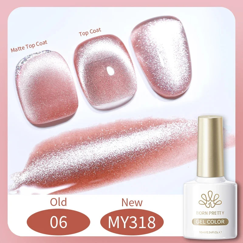 BORN PRETTY 10ml Silver Water Light Cat Magnetic Gel Nail Polish Nail Supplies Vernis Semi Permanent Gel for Fall Winter Nails 27