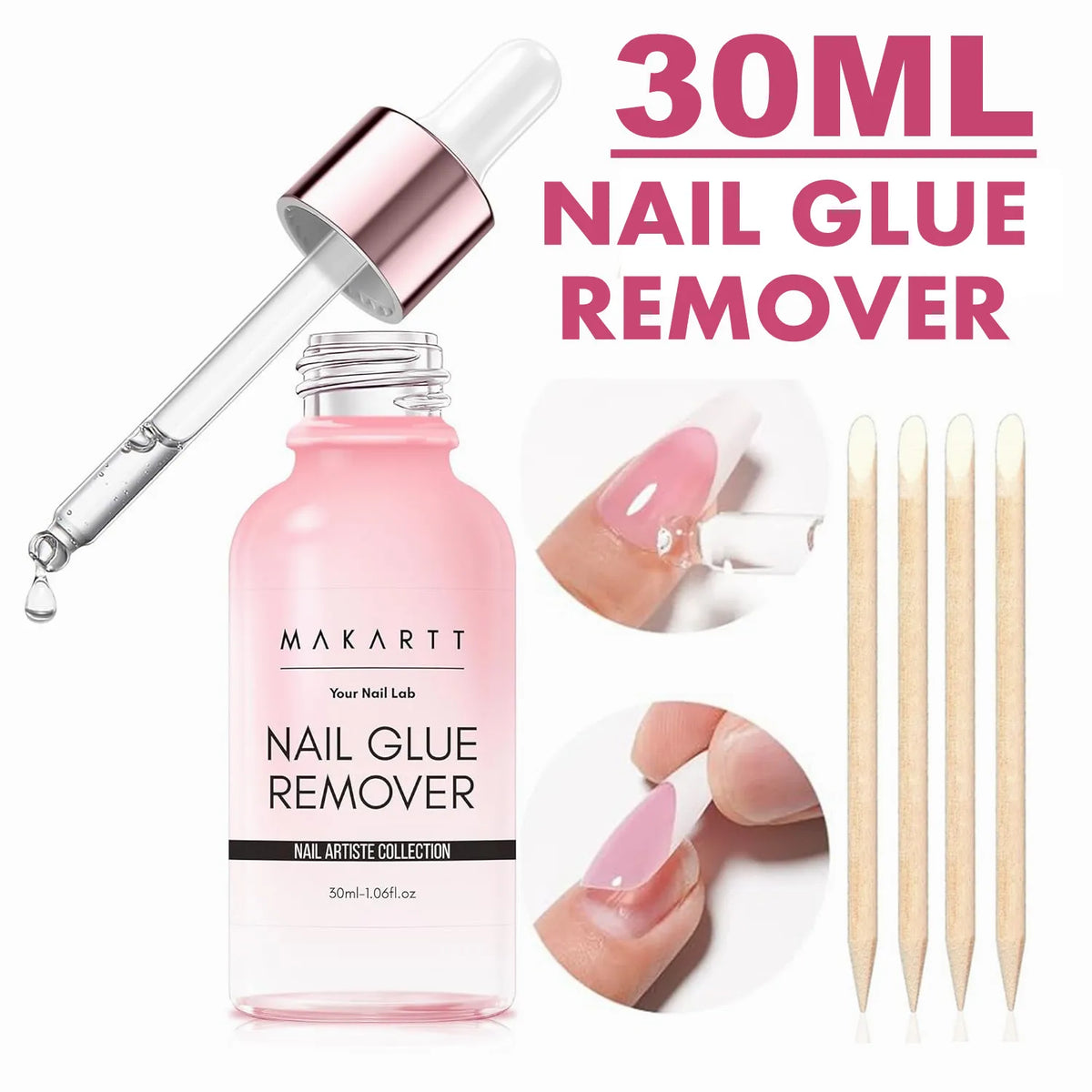 Nail Glue Remover for Press on Nails, 50ML Nail Glue Remover for UV Nail Glue, Non acetone Gentle Glue Off for False Nails Glue 13