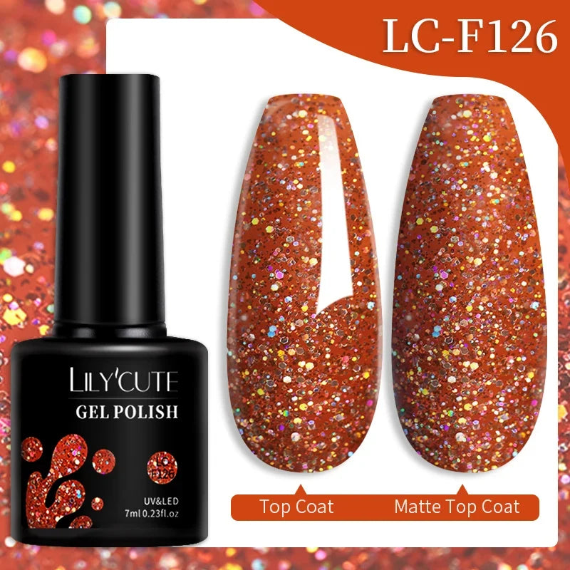 LILYCUTE 7ML Colorful Gel Nail Polish 129 Colors Long Lasting For Manicure Semi Permanent Base Top Coat Nail Art UV Gel Varnish 91