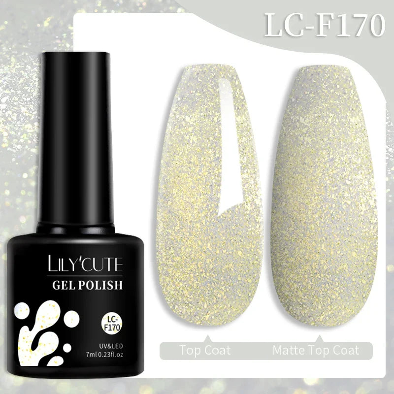 LILYCUTE 7ML Colorful Gel Nail Polish 129 Colors Long Lasting For Manicure Semi Permanent Base Top Coat Nail Art UV Gel Varnish 57