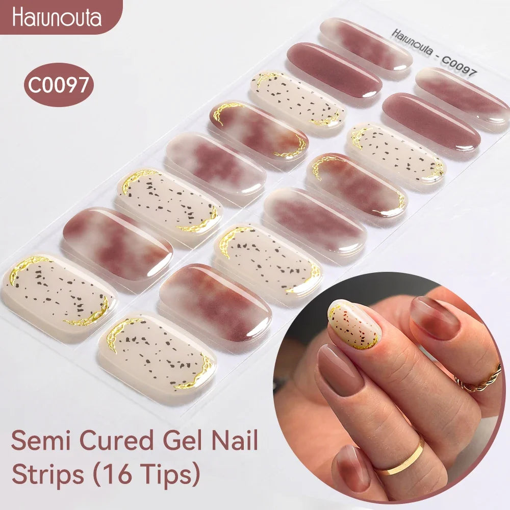 Gradient Auroras Semi Cured Gel Nail Strips Sparkly Shinning DIY Gel Polish Stickers for Nails Works with UV/LED Nail Lamps 6