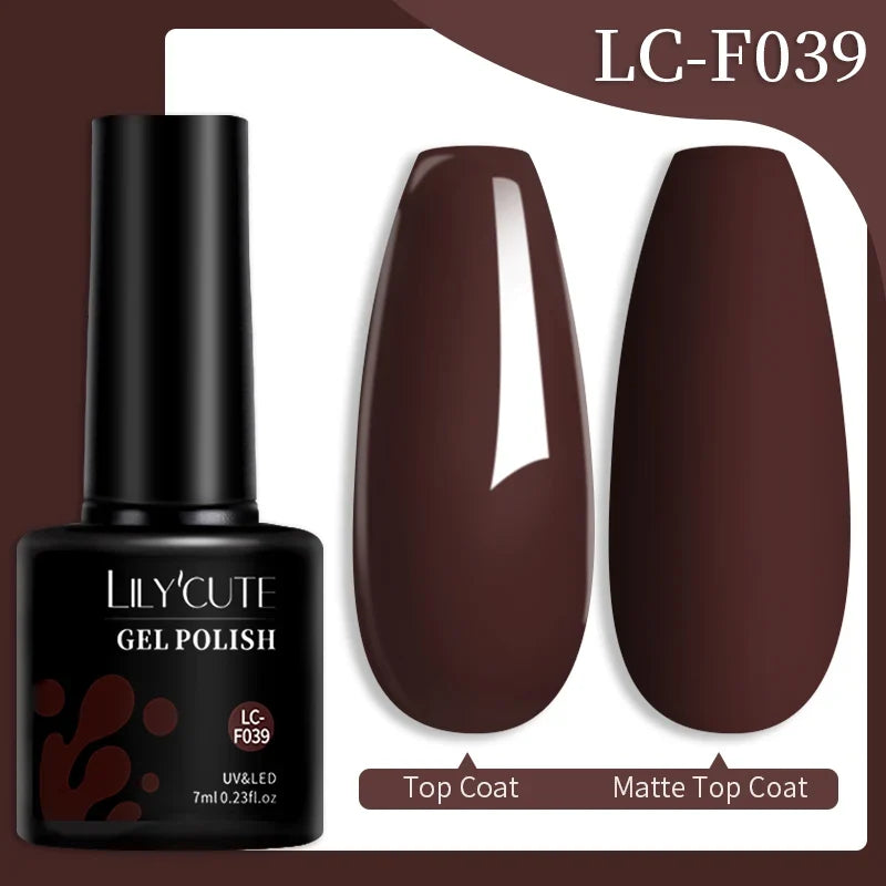 LILYCUTE 7ML Colorful Gel Nail Polish 129 Colors Long Lasting For Manicure Semi Permanent Base Top Coat Nail Art UV Gel Varnish 136