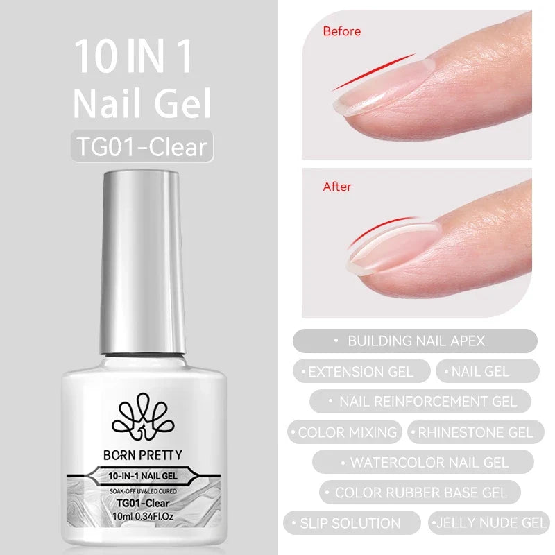 BORN PRETTY Jelly Nude Gel Nail Polish 10ml Light Pink Peach Translucent Color UV Light Cure Gel Varnish Nail Art DIY at Home 9