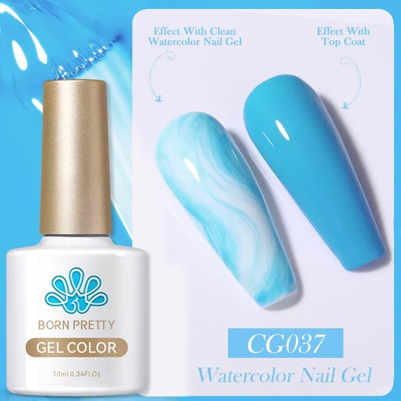BORN PRETTY 10ml Clear Blooms Gel Polish UV LED Soak Off Nail Art Polish for Spreading Effect Marble Nail Polish Gel Painting 34