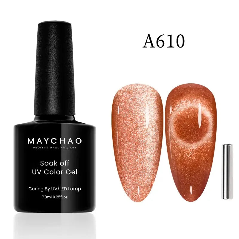 MAYCHAORomantic Galaxy Cat Eye Gel Nail Polish With Magnet Soak off UV Holographic Magnetic Rainbow Gel Polish for Nail Manicure 70
