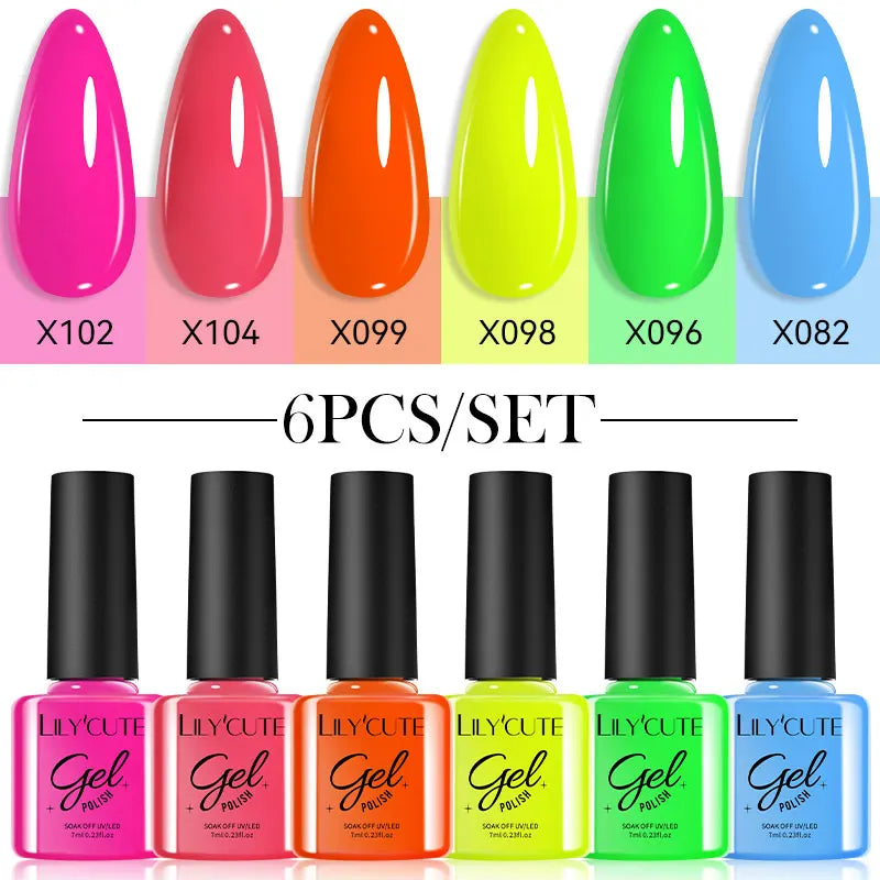 LILYCUTE 6Pcs/set 7ml Coffee Series Gel Nail Polish Kit 125 Colors Manicure Semi Permanent Soak Off UV Nail Art Gel Varnish 21