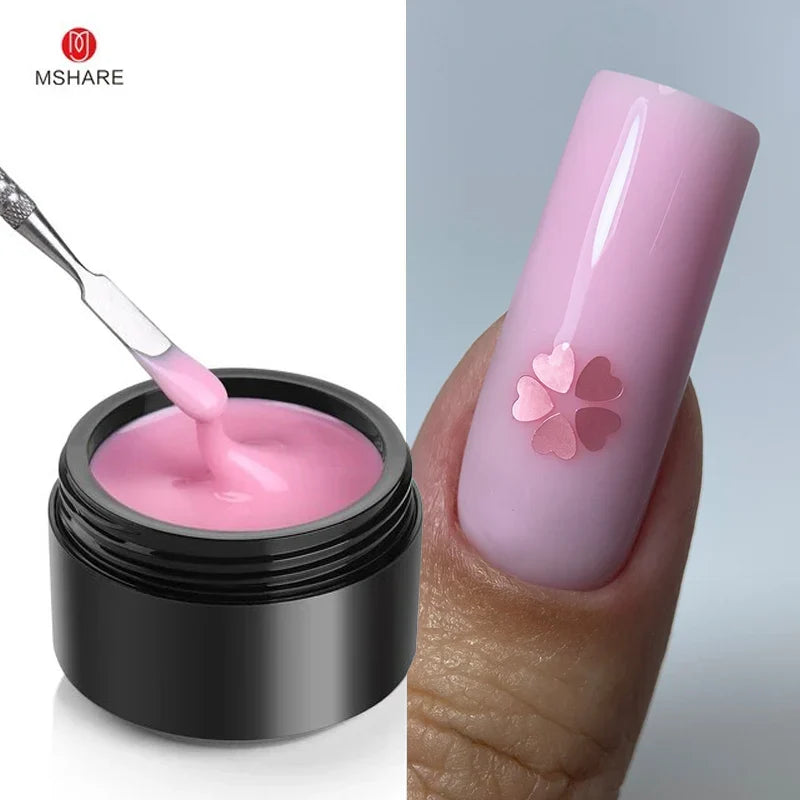 MSHARE 50ml Natural Nails Gel Builder Nalil Tpo Free Self Leveling Gel for Nail Extension Construction Pink Shade UV Led Gel 21