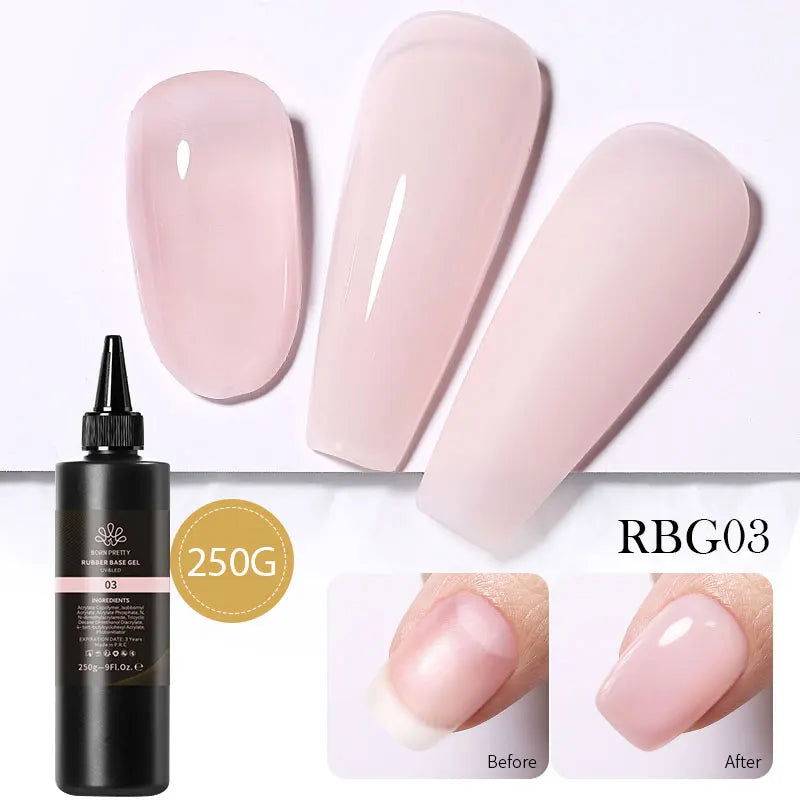 BORN PRETTY 250g Milky White Jelly Nude Gel Nail Polish Refilled Package Translucent Clear Semi Permanent Soak Off UV Gel 16