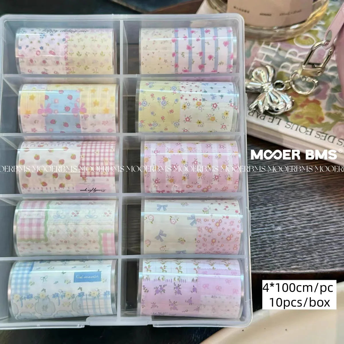 10Rolls Plaid Thousand-Bird Bow  Stars Nail Foils Transfer Paper  Nail Art Stickers  Manicure Set Decal  Nails Decoration 45