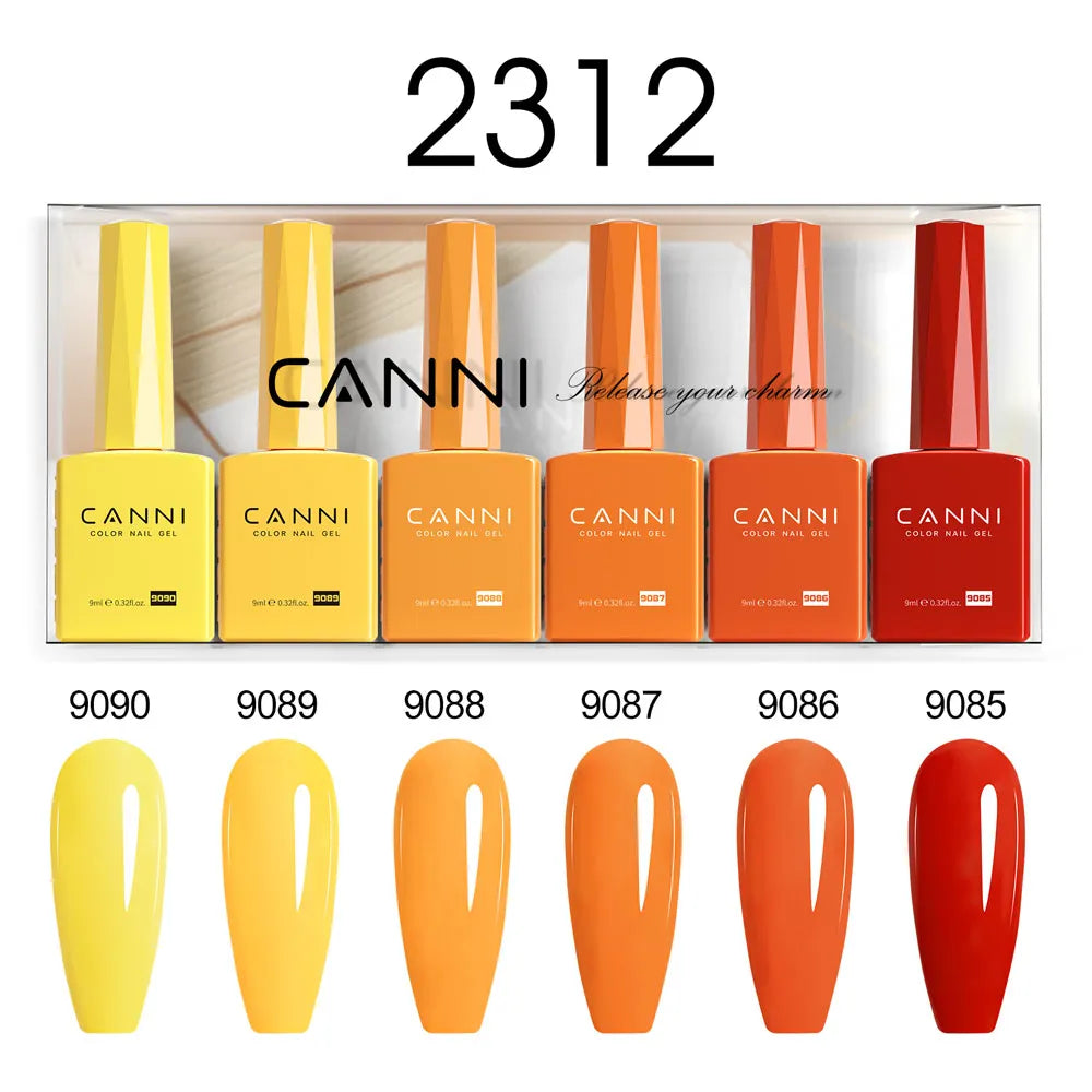 6pcs*9ml CANNI HEMA FREE Nail Gel Polish Set Gorgeous Color Semi Permanent Pigmented Painting Gel Soak off UV LED Gel Nails Kit 20