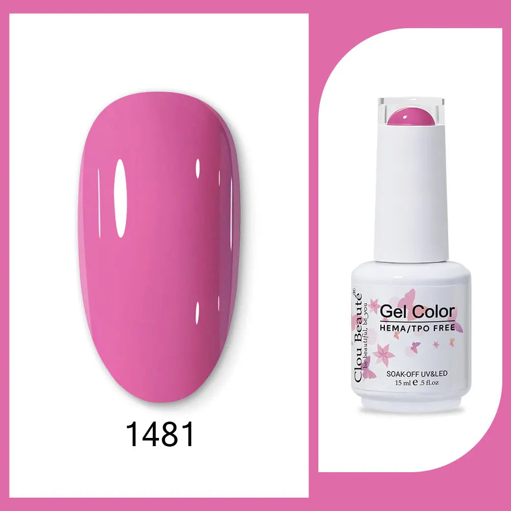 Clou Beaute 15ml Red Black White Green Neon Gel Nail Polish Base Top Coat Velvet Top 400 Colors Semi Permanent Gel Nail Varnish 38