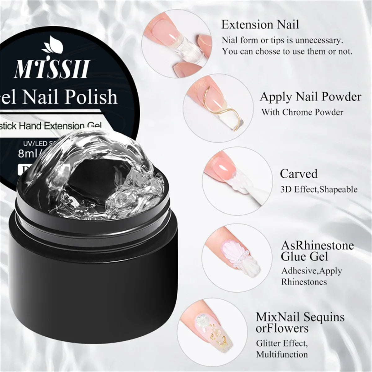 2/3pcs Clear Non-Stick Hand Extension Gel Nail Polish Set 3D Shaping/Sculpting/Carving UV/LED Gel Jelly Hard Gel Manicure DIY 4