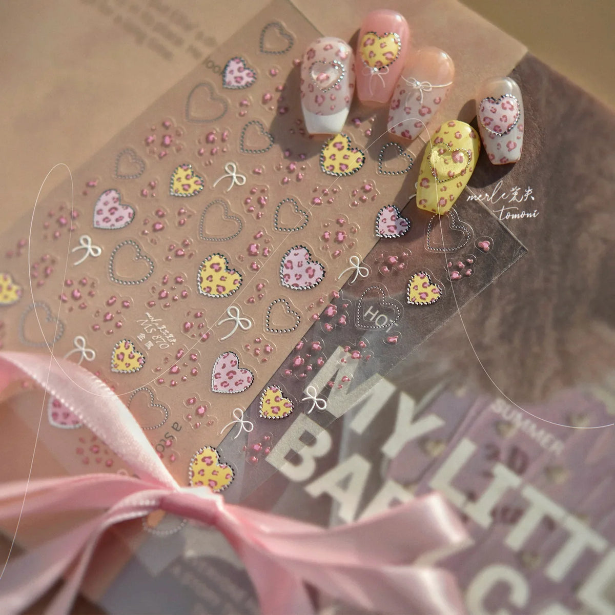 Autumn Winter Leopard Print Bow Nail Art Stickers 3D Thin Tough Nail Sticker Cute Bow Self Adhesive Nails Decorations Decals DIY 9