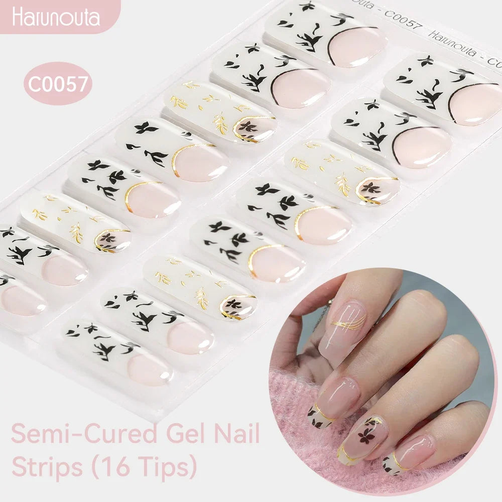 Gradient Auroras Semi Cured Gel Nail Strips Sparkly Shinning DIY Gel Polish Stickers for Nails Works with UV/LED Nail Lamps 52