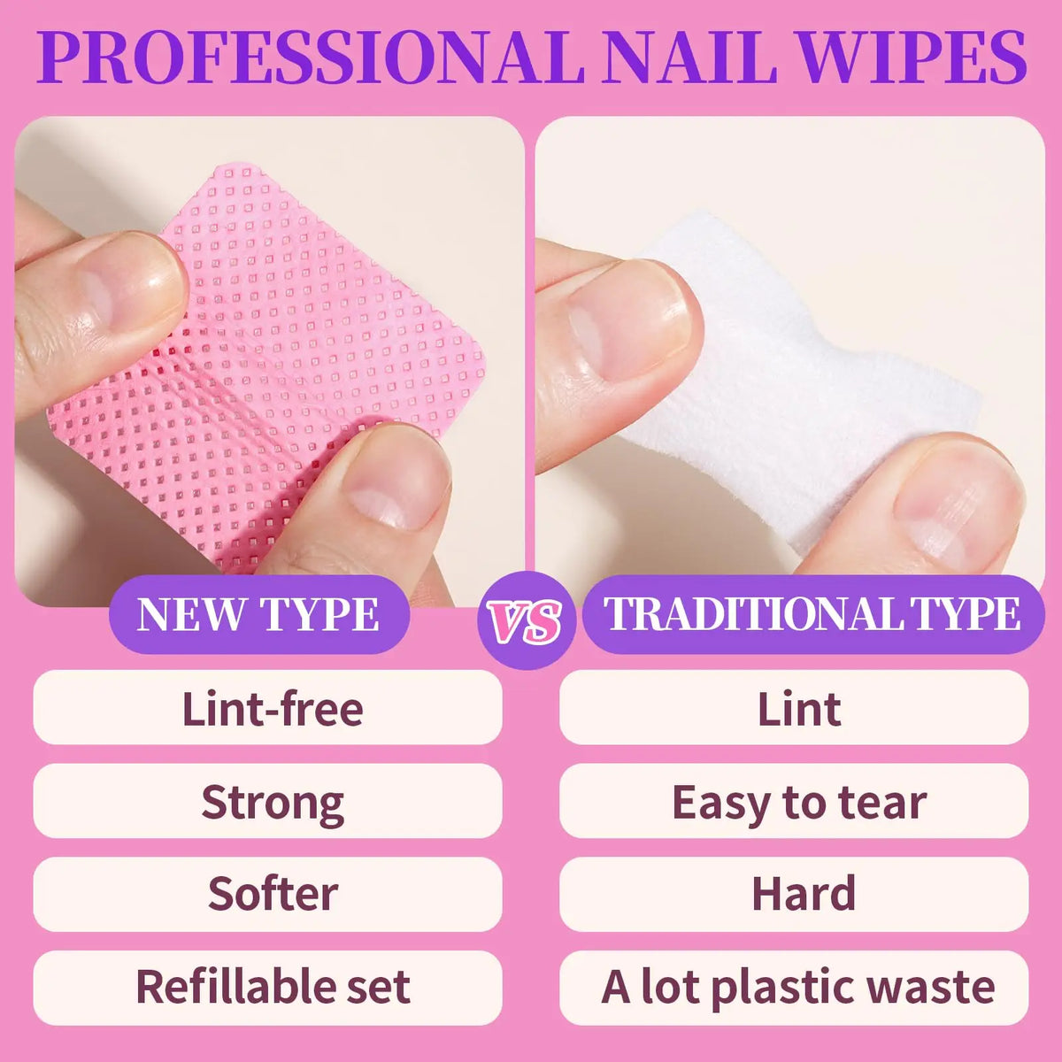 LULAA Glue Wipes Lint Free Nail Wipes Non-Woven Fabric Lash Glue Wipes Nail Polish Remover Wipes Use for Nail Polish Remover 5