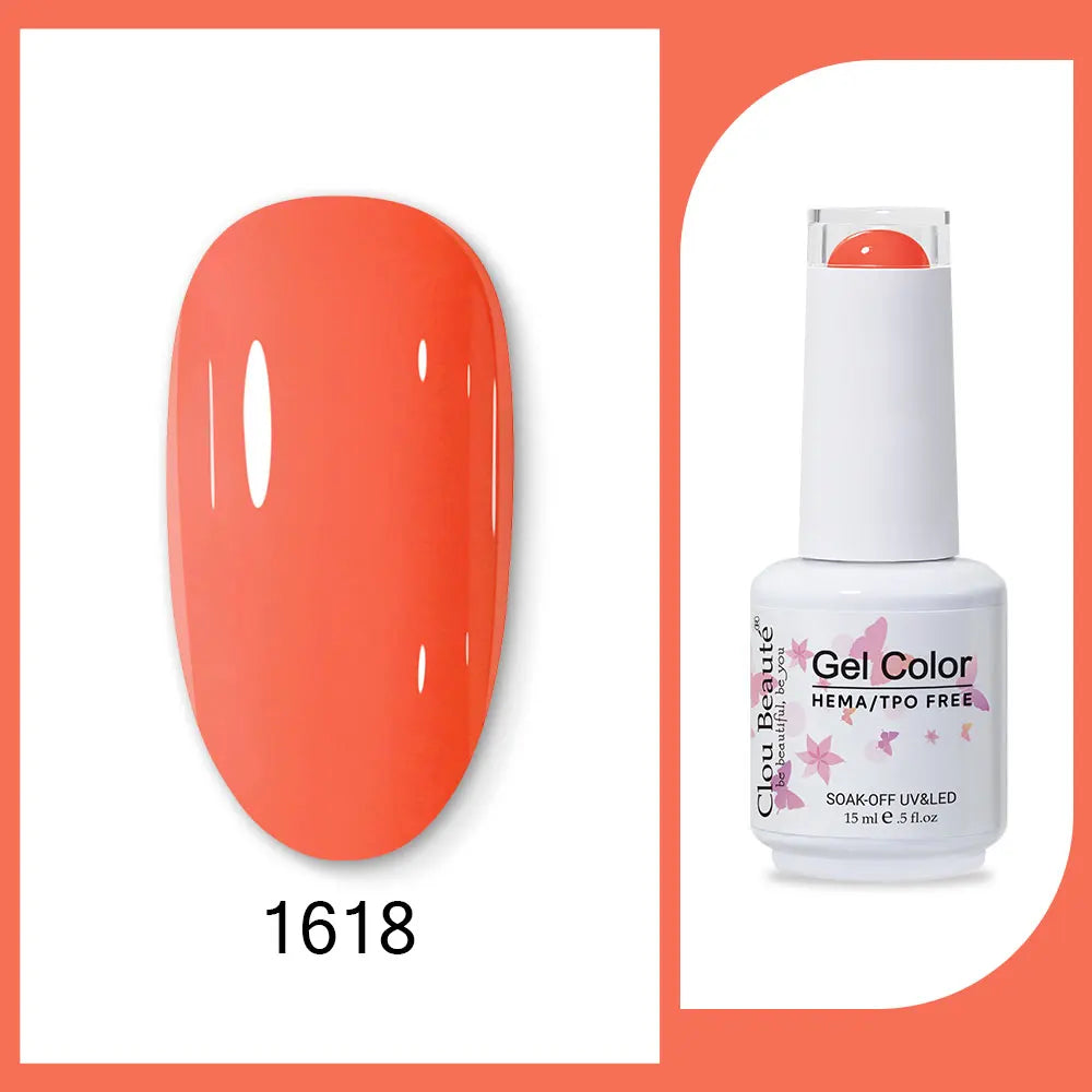 Clou Beaute 15ml Red Black White Green Neon Gel Nail Polish Base Top Coat Velvet Top 400 Colors Semi Permanent Gel Nail Varnish 79