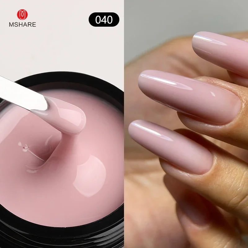 MSHARE 50ml Natural Nails Gel Builder Nalil Tpo Free Self Leveling Gel for Nail Extension Construction Pink Shade UV Led Gel 20