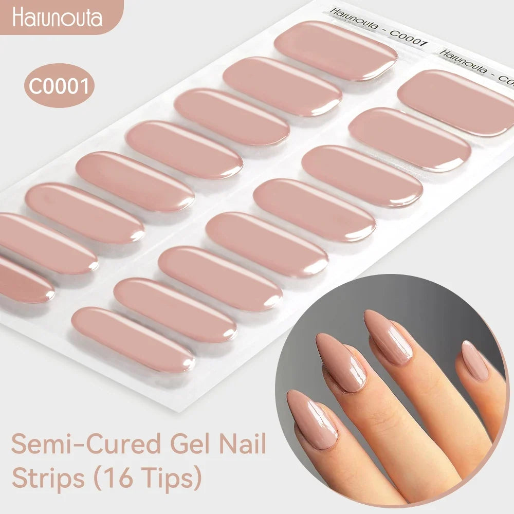 Gradient Auroras Semi Cured Gel Nail Strips Sparkly Shinning DIY Gel Polish Stickers for Nails Works with UV/LED Nail Lamps 9