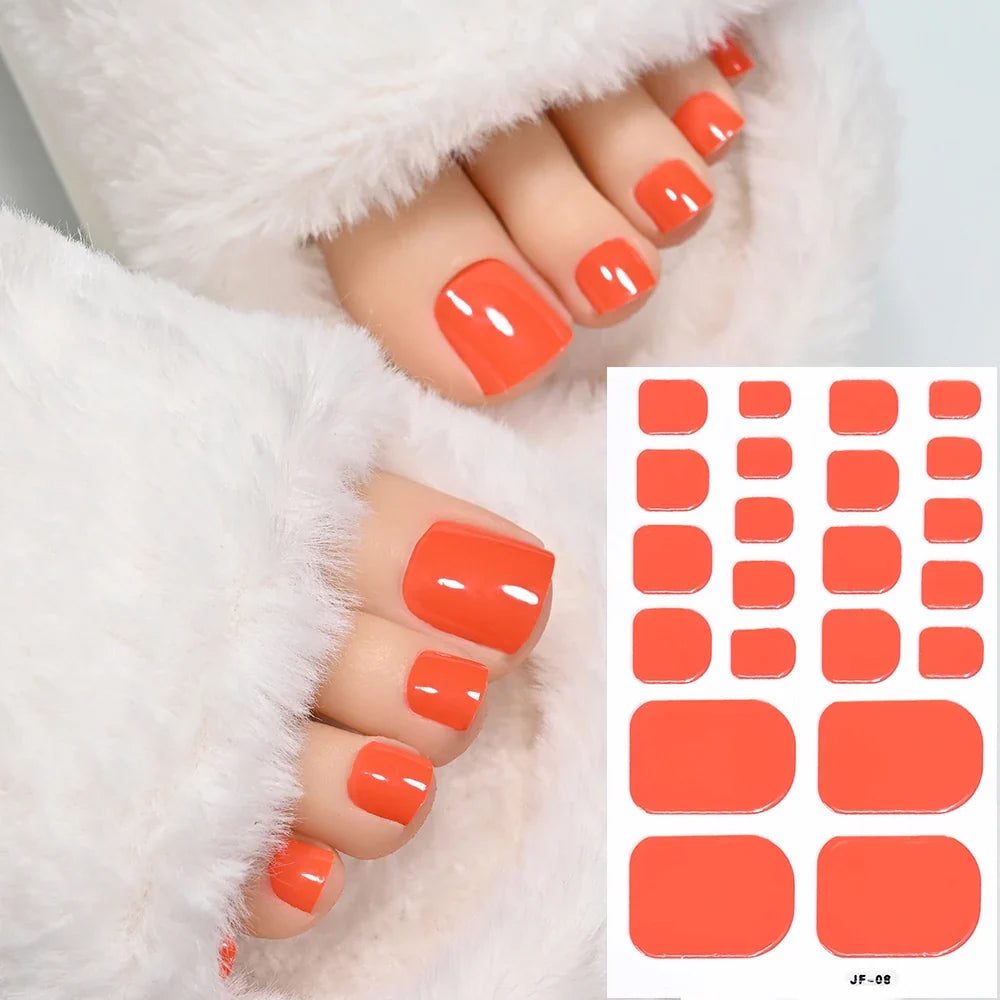 1pcs 22tips Gradient Glitter Full Toe Nail Wraps 3D Shiny Omber Pink/Purple/blue Toe Nail Polish Stickers Baking Free Toe Strips 32