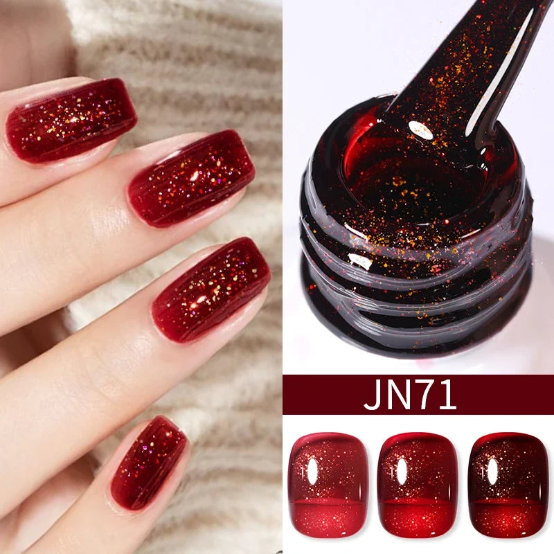 BORN PRETTY 10ml Blood Red Jelly Gel Nail Polish Halloween Nails Art Gel Polish Sheer Translucent Nail Gel for Winter Manicure 12