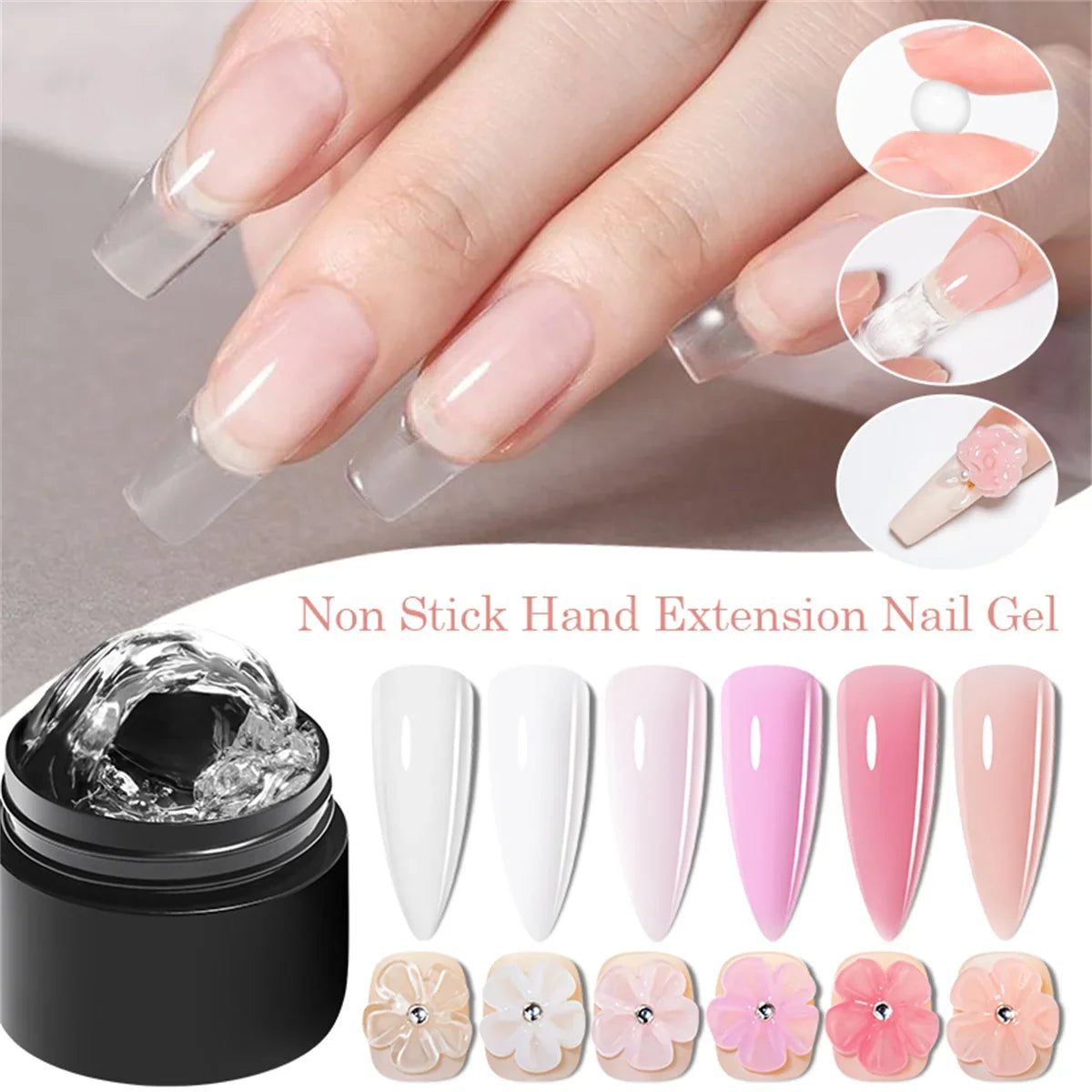 2/3pcs Clear Non-Stick Hand Extension Gel Nail Polish Set 3D Shaping/Sculpting/Carving UV/LED Gel Jelly Hard Gel Manicure DIY 3