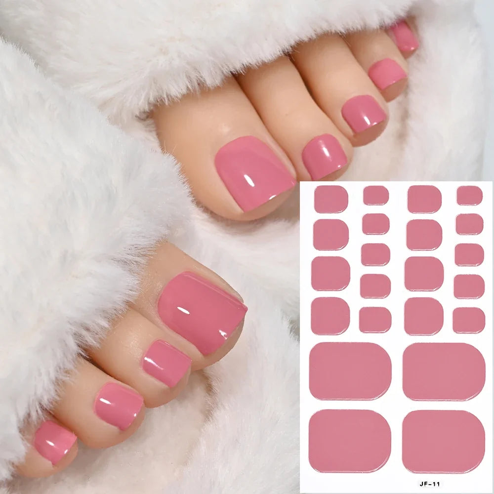 1pcs 22tips Gradient Glitter Full Toe Nail Wraps 3D Shiny Omber Pink/Purple/blue Toe Nail Polish Stickers Baking Free Toe Strips 40