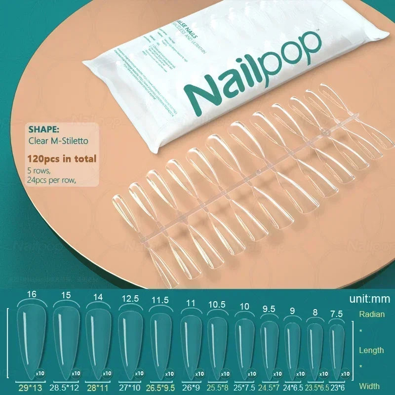 NAILPOP 120pcs Fake Nails Full Cover Press on Nails Coffin Soft Gel American Pose Capsule False Nail Tips for Extension System 39