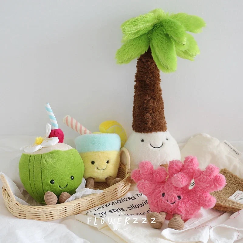 Lemonade Coconut Plush Toy – Very Soft Palm Tree & Red Coral Cartoon Doll, Cute Home Décor & Christmas Gift 2