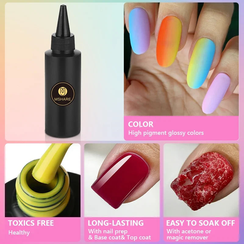 MSHARE 100ML Nail Gel Polish Soak Off UV LED Nails Vernis Semi Permanent Varnish Polish White Red Nail Gel Art 2