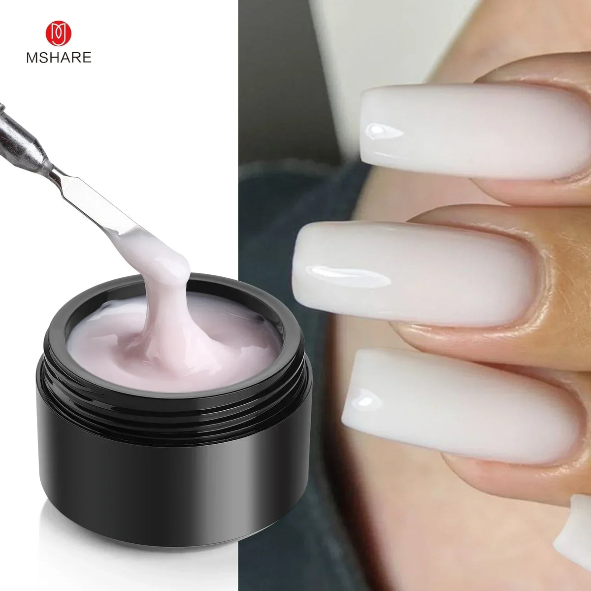 MSHARE 50ml Natural Nails Gel Builder Nalil Tpo Free Self Leveling Gel for Nail Extension Construction Pink Shade UV Led Gel 18