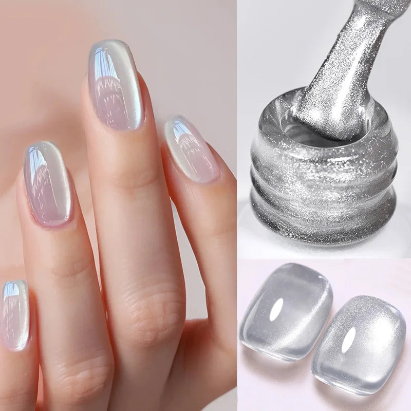BORN PRETTY 10ml Silver Water Light Cat Magnetic Gel Nail Polish Nail Supplies Vernis Semi Permanent Gel for Fall Winter Nails 83