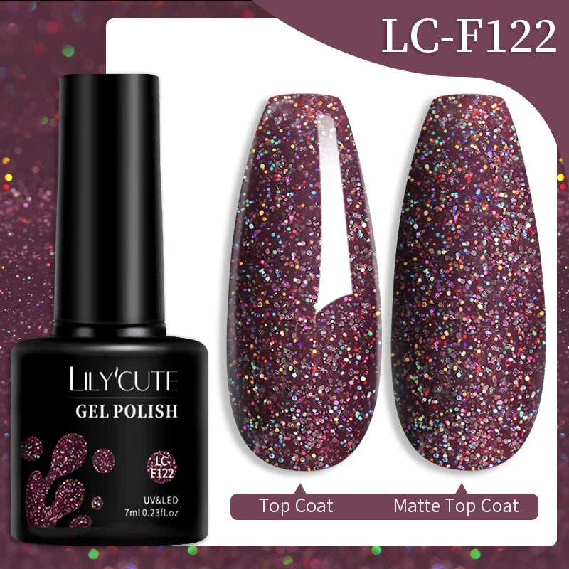 LILYCUTE 7ML Colorful Gel Nail Polish 129 Colors Long Lasting For Manicure Semi Permanent Base Top Coat Nail Art UV Gel Varnish 83