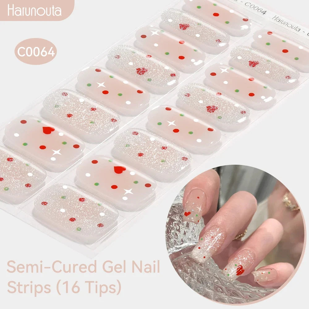 Gradient Auroras Semi Cured Gel Nail Strips Sparkly Shinning DIY Gel Polish Stickers for Nails Works with UV/LED Nail Lamps 71