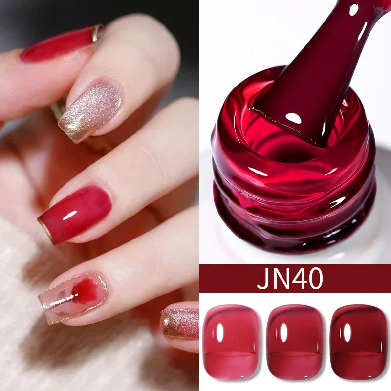 BORN PRETTY 10ml Blood Red Jelly Gel Nail Polish Halloween Nails Art Gel Polish Sheer Translucent Nail Gel for Winter Manicure 99