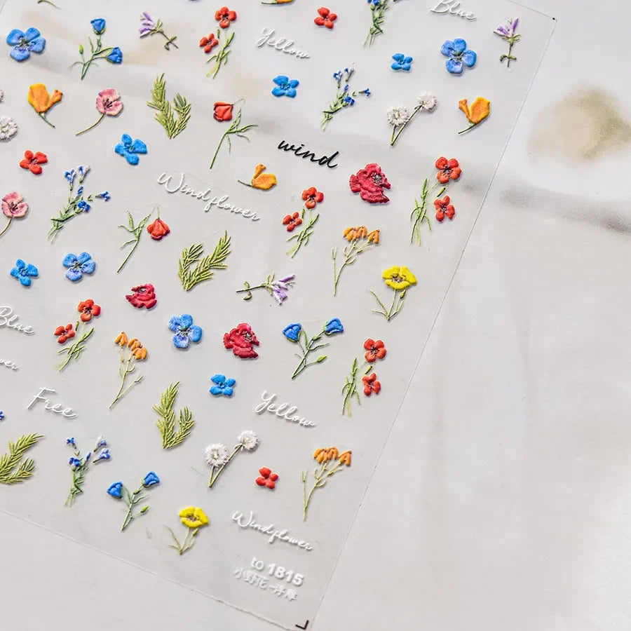 1pcs Dream Flower Window Shell Light Nail Art Stickers Japanese Flower Self Adhesive Stickers Press On Nails Decoration Decals 36
