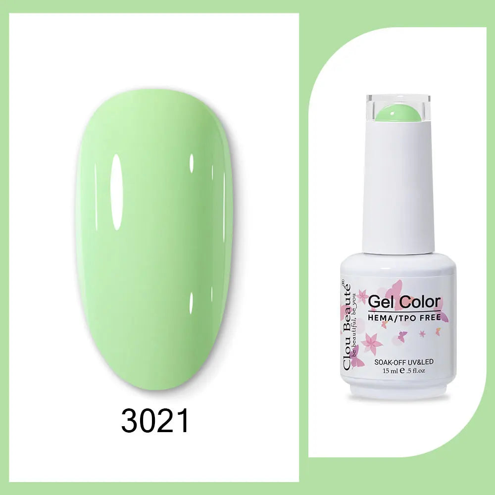 Clou Beaute 15ml Red Black White Green Neon Gel Nail Polish Base Top Coat Velvet Top 400 Colors Semi Permanent Gel Nail Varnish 48