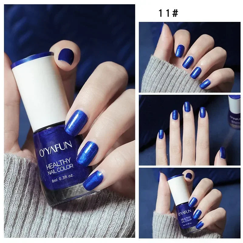 8ml Matte Waterproof No-bake Nail Polish Nail Art Tearable Quick Dry Normal Without Lamp Nail Polish Glitter Sequins UV Varnish 36