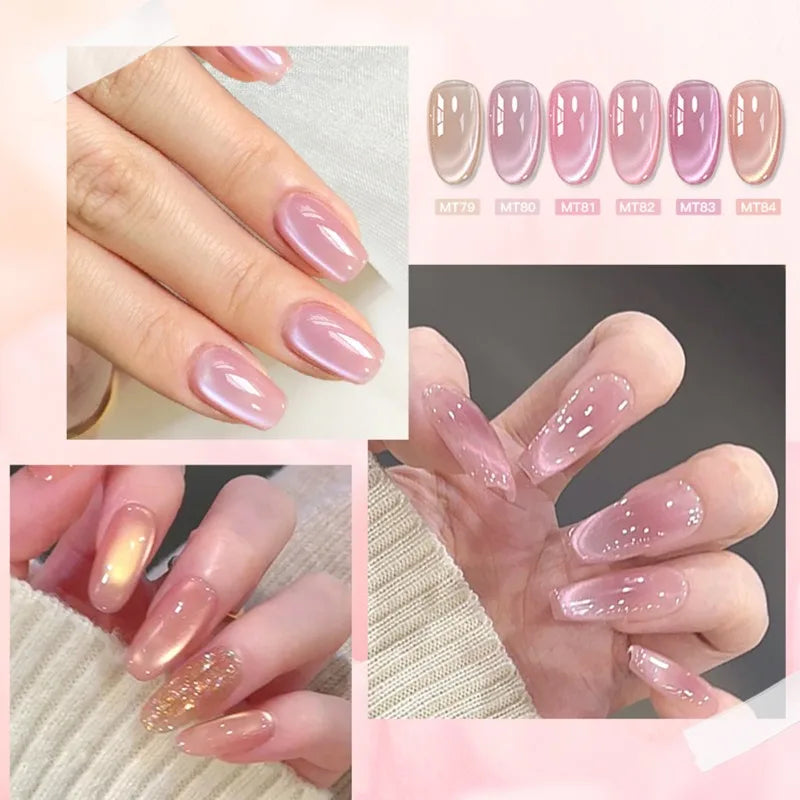 7pcs Shiny Cat Magnetic Gel Nail Polish Set With Magnetic Rod Pink Colorful Semi Permanent Soak Off UV Gel Varnish Nail Supplies 5
