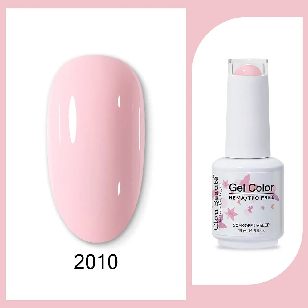Clou Beaute 15ml Red Black White Green Neon Gel Nail Polish Base Top Coat Velvet Top 400 Colors Semi Permanent Gel Nail Varnish 125
