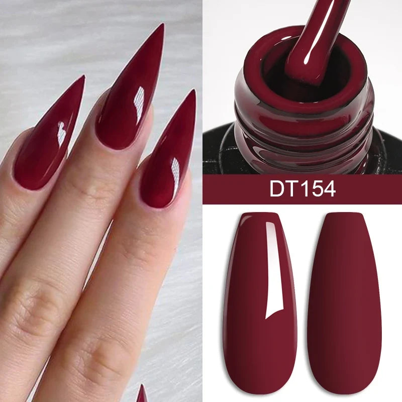 MEET ACROSS 7ml Wine Red Gel Nail Polish Long-Lasting French Style Gel Nail Supplies For Manicure DIY Design Nail Art Varnish 5