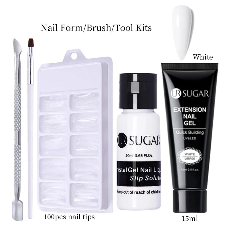 UR SUGAR 15ml Extension Gel Nail Polish Bright Nude White Clear Semi Permanent UV Hard Gel Nails Finger Prolong Gel Varnish Set 31