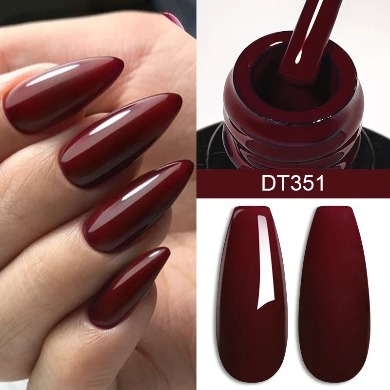 MEET ACROSS 7ml Wine Red Gel Nail Polish Long-Lasting French Style Gel Nail Supplies For Manicure DIY Design Nail Art Varnish 1