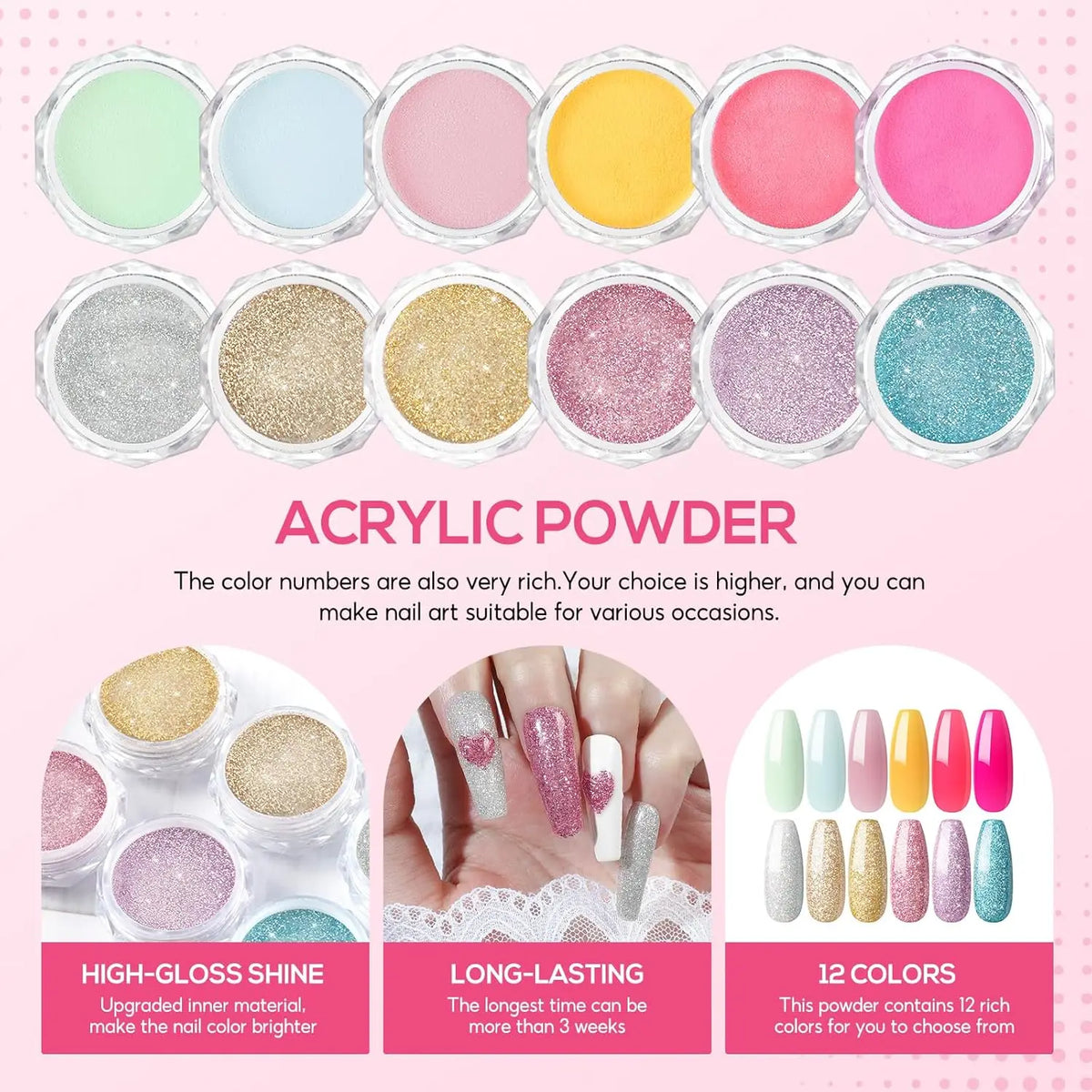 Acrylic Nail Kit for Beginners with Everything Nails Kit Acrylic Set with Drill and U V Light Professional Glitter Powder Decora 4