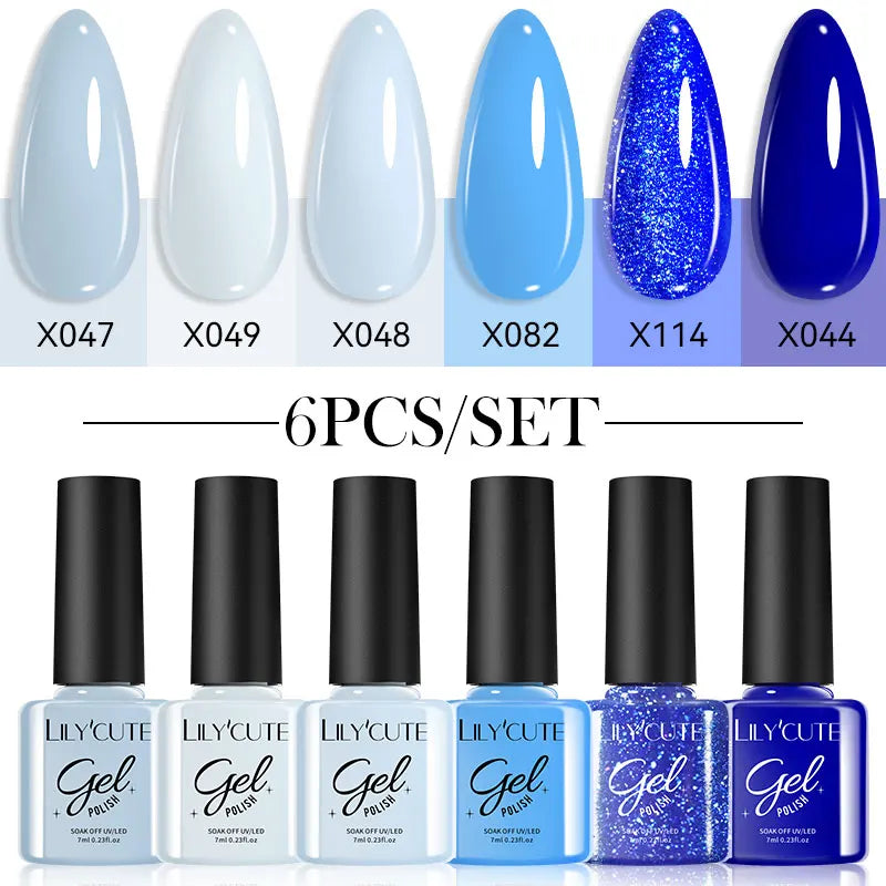 LILYCUTE 6Pcs/set 7ml Coffee Series Gel Nail Polish Kit 125 Colors Manicure Semi Permanent Soak Off UV Nail Art Gel Varnish 10