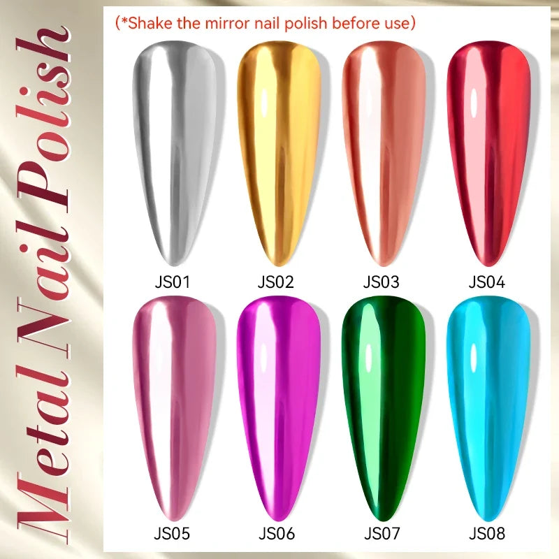 LILYCUTE 7ml Mirror Silver Metallic Nail Polish Super Bright Metal Effect Nail Art Varnish Fast Drying No Need Lamp For Manicure 3