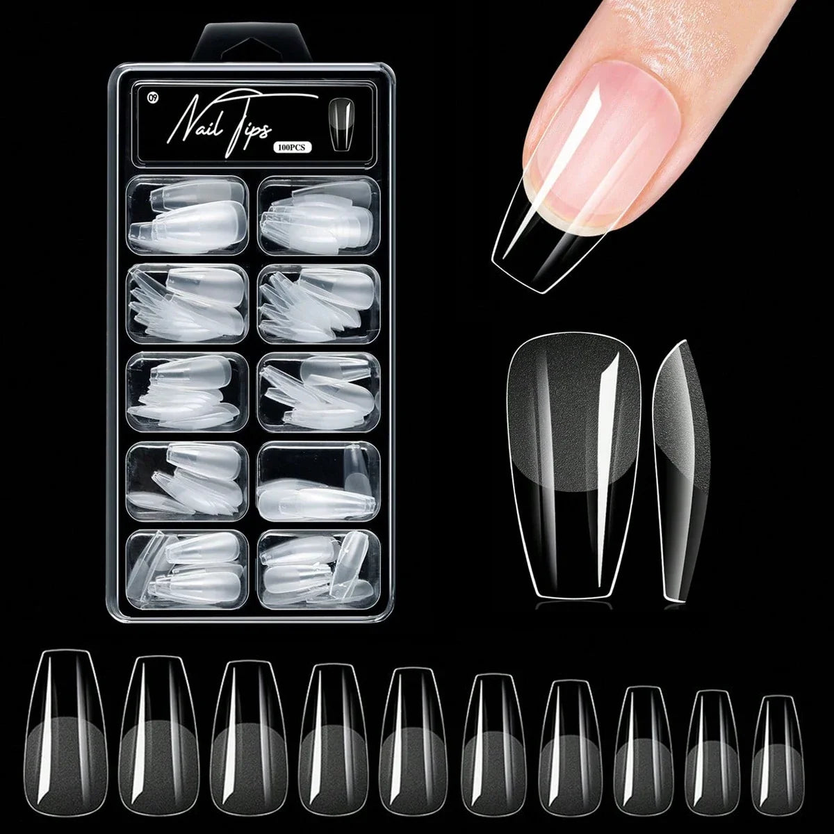 100/600Pcs Short Almond Nail Tips Soft Gel Nail Tips Full Cover False Nail Tips For Acrylic Nails  Salon Home Press On Nails 6