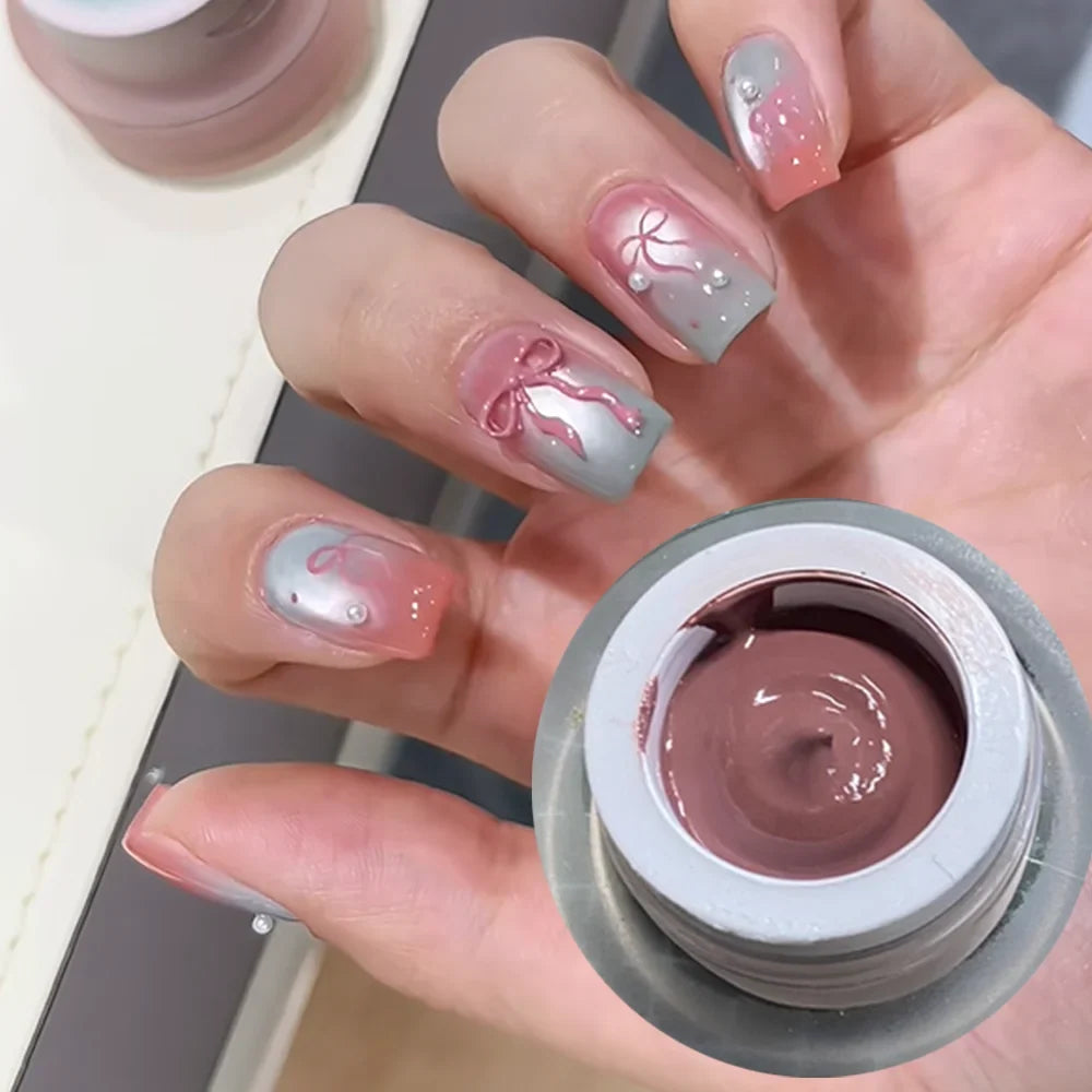 1Jar Black Pat Painting Gel Nail Polish with Air Cushion Gradient Matte Texture Nail Patting Glue Soak Off UV LED Nail Varnish 8 5