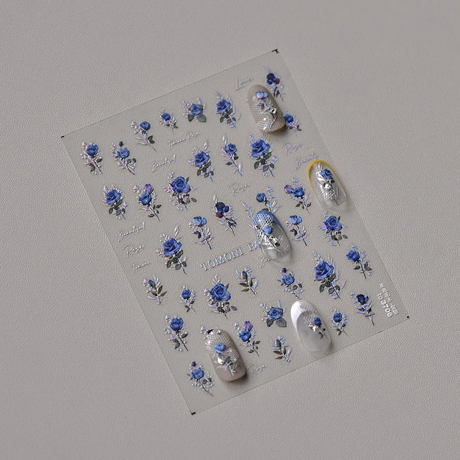 1pcs Dream Flower Window Shell Light Nail Art Stickers Japanese Flower Self Adhesive Stickers Press On Nails Decoration Decals 17