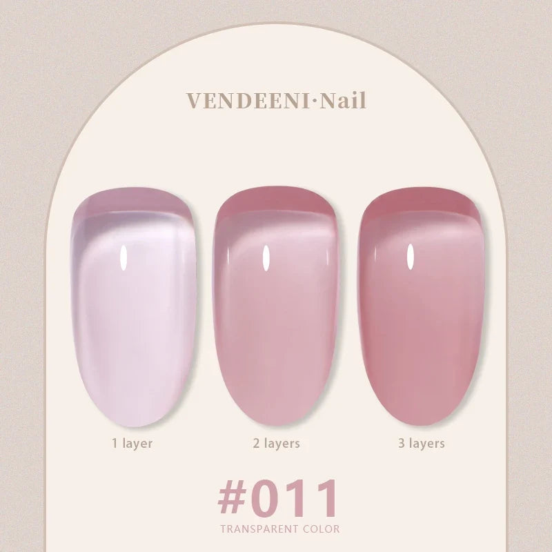 Vendeeni 24 Colors Jelly Transparent Gel Nail Polish Nude Pink Skin Color UV Soak Off Gel Varnish Jade Nail Art Gel Lacquer 15ml 30